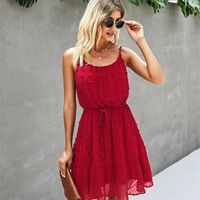 Summer Sweet Spaghetii Strap Dress For Women Solid Backless Ladies Princess Female High Wasit Casual es 220629