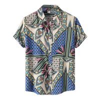 Men' s Casual Shirts Shirt Sleeve Collar Turn- Down Flora...