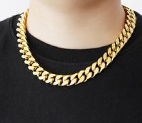 18k polished 8mm four sided grinding chain fashion necklace men's hip-hop Gold Plated Necklace 50cm