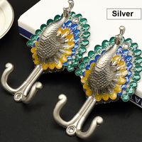 Hooks & Rails Retro Peacock Curtain Hook British Colorful Antique Wall Hanging Zinc Alloy Blue Red Gold And Silver Exquisite Practical