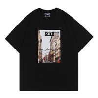 Ins American fashion kit SOHO Vintage tee New York block photo T-Shirt Large short sleeve