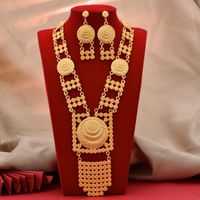 Серьги ожерелье роскошные ювелирные изделия из золотого цвета Дубай