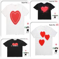 Männer T-Shirts Frauen T-Shirt hochwertige kurzärmelige japanische Baumwoll-T-Shirt besticktes rotes Herz Big Love Print Smiley Face Paar Bottoming Q-004