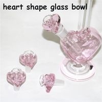 Cazón de corazón rosa de 14 mm Hookah Glass Bowl Articulación macho Mano Tazón Hand Piece accesorios para fumar néctar de silicona