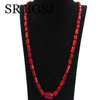 Pendant Necklaces 10-14mm Women Jewelry Trendy Long Sweater Genuine Natural Red Coral Necklace 38inchPendant