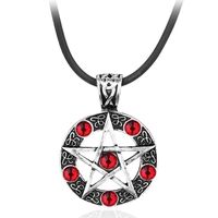 Hanger kettingen bovennatuurlijke serie pentagram ketting met touwketen Dean Winchester Star Silver Plated Red Crystal Jewelry264p