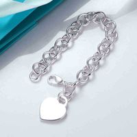 S925 STERLING Silver Beded Heart if Classic Charm Love Bracelet Ot Brand de haute qualité Jewelry 2022New