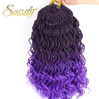 Lans 14" Senegalese Crochet Hair Purple Ombre Braiding Hair Wave Ends Synthetic New Style Thin Crochet Braids Jumbo Bun202U
