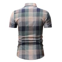 القمصان غير الرسمية للرجال منقوشة لأسفل قميص قصير الأكمام قميص أعلى بلوزة الرجال Camisa Masculina Mens Dress 7.13