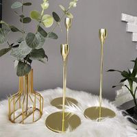 Candle Holders 3Pcs Set Electroplating Iron Art Simple Gold ...