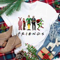 T-shirt das mulheres UNISEX Humor Santa Claus Tops Tee Engraçado Amigos Natal Mulheres Elf Graphic Impresso Festa de Natal Tshirts LIIW