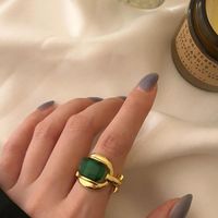 Wedding Rings Luxury Adjustable Party Accessories France Gold Plated Vintage Green Stone Aesthetic Bride Jewelry Gift For Women CouplesWeddi