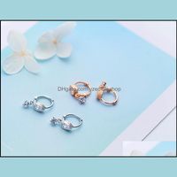 Hoop Hie Earrings Jewelry Sterling Sier Cz Flower Water Drop Small Women A1424 Delivery 2021 Xhvli