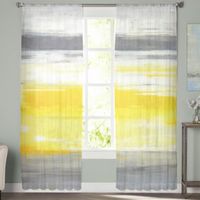 Curtain & Drapes Abstract Gray Yellow Texture Tulle Curtains For Living Room Bedroom Decoration Luxury Voile Valance Sheer KitchenCurtain