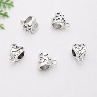 300pcs lot Silver Plated Heart Bail charms Spacer Beads Charms pendant For diy Jewelry Making findings 12x9mm212w