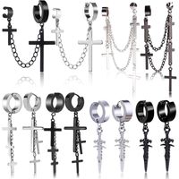 Dangle & Chandelier Gothic Cross One-piece Earrings Punk Pendant Tassel Clip Earring Sword Drop Men Women Rings Necklaces JewelryDangle