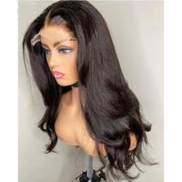 Top fermetures cheveux synthétiques couleur noire longue vague de corps de la vague de dentelle pour les femmes avec une girline naturelle babyhair middle partie