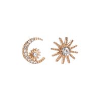 Asymmetrische maanster Stud oorbellen vrouwen metaal diamant oor nagel geometrische legering feest oorrang ornamenten gouden zilveren accessoires