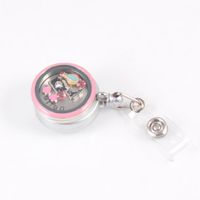 Anhänger Halsketten Customized Edelstahl Pink Floating Locket Silber Abzeichen Rolle professioneller Charme Einziehbarer Clip für Krankenschwesterpendant Pen