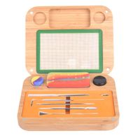 Rosin Bamboo Wax Tool Organizer Bag with Stainless Steel Dab...