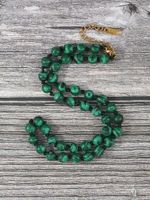 Pendant Necklaces Natural Green Malachite Necklace With Lobster Clasp Chain For Women Men Buddha Prayer Bead Meditation Japa Mala NecklacePe