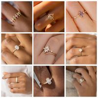 Cluster Rings 24 Style Gold Diamond Finger 925 Sterling Silver Wedding For Women Flowers Snowflake Jewelry Anillos PlataCluster