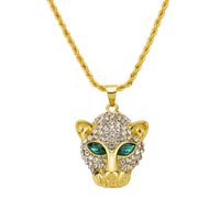 Fashion Jewelry Alloy CZ Leopard Head Crystal Hip Hop Necklace Good Gift Domineering Necklace hip hop jewelry286k