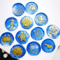 Animals sealing sea tortoise turtle whale starfish shell Sea Horse squid octopus Hippocampus wax stamp 220627