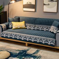Stuhlabdeckungen Verdickte Kristall Plüsch Sofa Cover Europäische Massivfarbe Spitze Bett Kissen Rutschfeste Handtuchkombination