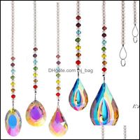 Pendants Arts Crafts Gifts Home Garden Colorf Rainbow Water Drop Shell Shape Ornament Pendant Decor Gift Window Wall Hanging Crystals Cha