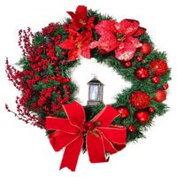 Decorative Flowers & Wreaths Christmas Front Door Wreath Xmas Day Artificial Drop Ornaments Simulation Autumn Home Outdoor Flower Garland