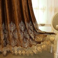 Cortinas cortinas de flanela bronzeada de ponta bordas bordadas gaze gaze simples europeu moderno para quarto quarto estudo blecaout