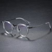 أزياء النظارات الشمسية إطارات خفيفة خفيفة الأسيتات من الرجال الرجعية الجولة النظارات wome yeowear pure titanium وصفة طبية نظيل النظارات