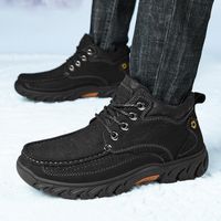 Botas de couro genuíno de inverno masculino à prova d'água plataforma de neve quente neve ao ar livre sapatos de caminhada no tornozelo