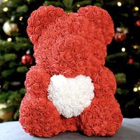Украшение партии 25 / 40см Красное розовое сердце медведь цветок с коробкой искусственный день Святого Валентина Свадьба Bithday женщины подарок домашний декор