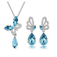 Fashion Jewelry Sets Women Bridal Silver PlateWedding Necklace Earrings Sets283f