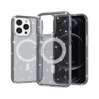 Hochwertiger Glitzer transparenter Magnet-Telefonhüllen für iPhone 13 12 Pro Max TPU PC Anti-Drop-Abdeckung kompatibler Magsafe-Ladegerät
