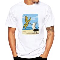 Men's T-Shirts Men's Short Sleeve Banana Stripping Fun Design Print Loose Casual T-Shirt Summer Beach VacationMen's