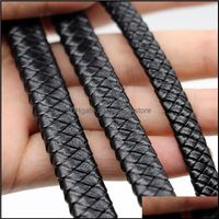 Bead Caps Jewelry Findings & Components Mibrow 1Meter Vintage Black Brown Leather Cords 8Mm 10Mm 12Mm Flat For Bracelet Making Dro266o