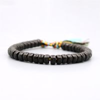 Tibetan Lucky Buddhist Black Coconut Shell Braided Bracelets OM Mani Padme Hum Meditation Mens Bracelet287s