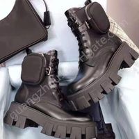 Stivali di stilista con banda tasca con tasca con boot alesati spessi stivali martin nera eu35-42