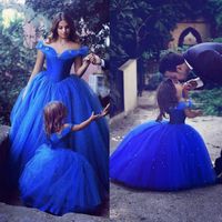 Royal Blue Ball Gown Flower Girl Dresses Half Sleeve Lace Appliques Tulle Sweet Kids Formal Wear Pageant Girl Dresses222C