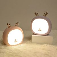 Sevimli evcil hayvan gece ışığı bebek çocuk uyku lambası usb şarj dokunmatik aydınlatma aydınlatma fikstür yatak odası masa lambaları ev dekoru geyik tavşan