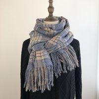 Bufandas de moda bufanda de borla tasina de invierno para mujeres chales estampados a cuadros envolturas de chales de gran tamaño Cape de cachemir