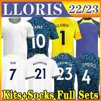 Tottenham Homens + Kits Kits Meias Full Sets 21 22  Futebol Jerseys Kane Son Bergwijn Ndombele Spurs 2021 2022 Dele Jersey Lo Morgan Bale Lucas Camisas de futebol Lucas