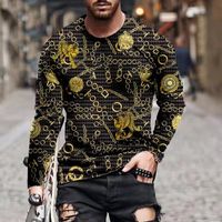 T-shirts hommes hommes vintage motif 3D imprimé t-shirt vêtements oversize t-shirt printemps été décontracté hip-hop manche longue pour mâle tops