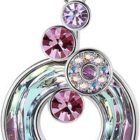 Gemmance Round Bubble Necklace Is Made of Crystal, Rainbow Stone, Silver or Rose Gold Plating, 45.72 Cm + 5.72 Chain195t