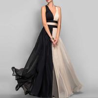 Casual Dresses Sommer Elegante Sleeveless Maxi Tief-V-Ausschnitt Patchwork Temperament Vielseitig Vestido