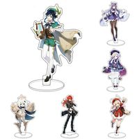 Keychains Anime Figure Genshin Impact Diluc Venti Klee Acrylic Stand Model Plate HD Printing Desk Decor Standing Sign Keychain Fans GiftsKey