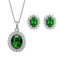 Earrings & Necklace Luxury Rhinestone Emerald Crystal Bridal Jewelry Sets For Women Fashion Pendant Earring Set African